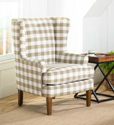 Plow & Hearth Chairs & Rockers | Indoor Living Buffalo Plaid Upholstered Wingback Chair - Natural