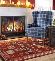 Plow & Hearth Chairs & Rockers | Indoor Living Plaid Upholstered Wingback Accent Chair - Graphite