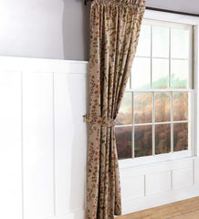 Plow & Hearth Curtain Panels | Indoor Living Rockport Floral Linen-Look Curtain Pairs With Tiebacks