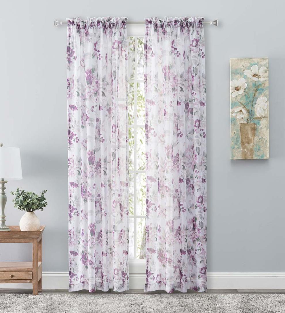 Plow & Hearth Curtain Panels | Indoor Living Whimsical Sheer Rod Pocket Panel Curtains And Valance