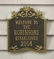 Plow & Hearth Deck & Patio Accents | Outdoor Living Aluminum Ivy Wedding Plaque - Antique Copper