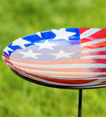 Plow & Hearth Deck & Patio Accents | Outdoor Living Americana Glass Flag Birdbath Basin