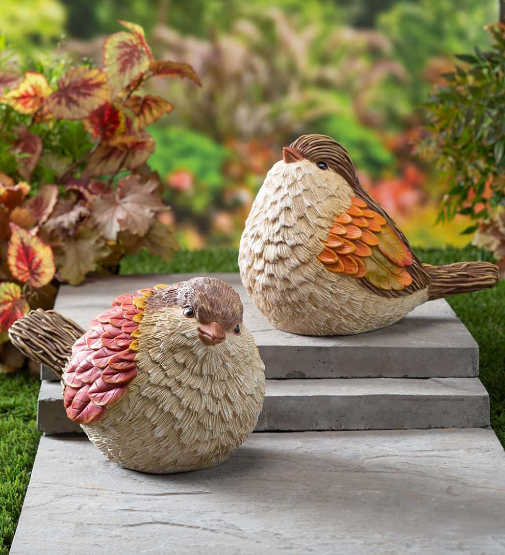 Plow & Hearth Deck & Patio Accents | Outdoor Living Autumn Bird Garden Statues, Set Of 2