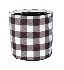 Plow & Hearth Deck & Patio Accents | Outdoor Living Black And White Buffalo Check Plaid Round Fabric Planters, Set Of 3