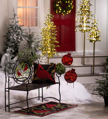 Plow & Hearth Deck & Patio Accents | Outdoor Living Cardinal Victorian-Style Folding Metal Garden Bench - Black