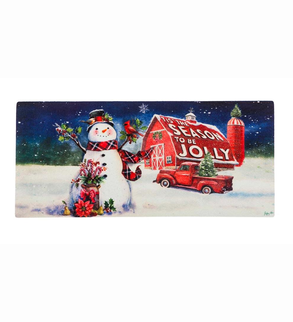 Plow & Hearth Deck & Patio Accents | Outdoor Living Christmas Barn Snowman Switch Mat
