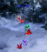 Plow & Hearth Deck & Patio Accents | Outdoor Living Color-Changing Solar Mobile With Cardinals And Flowers