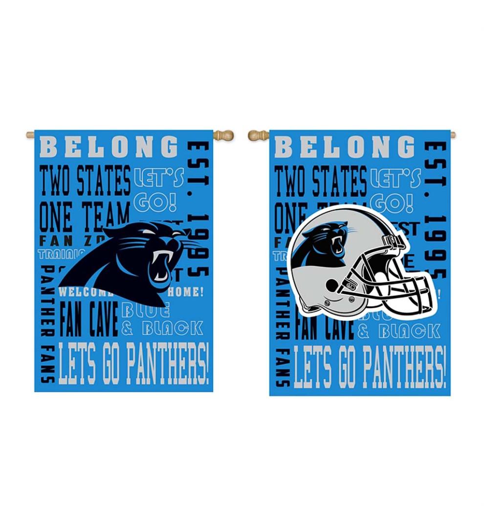 Plow & Hearth Deck & Patio Accents | Outdoor Living Double-Sided Fan Rules Nfl Team Pride Sueded House Flag - Carolina Panthers