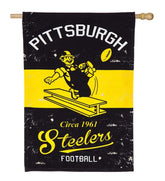 Plow & Hearth Deck & Patio Accents | Outdoor Living Double-Sided Vintage Graphic Nfl Team Pride Linen House Flag - Green Bay Packers