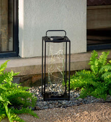 Plow & Hearth Deck & Patio Accents | Outdoor Living Glass Firefly Solar Lantern With String Lights