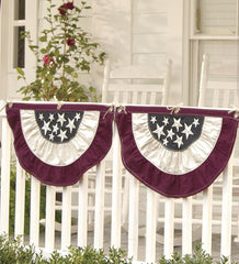 Plow & Hearth Deck & Patio Accents | Outdoor Living Half-Round Cotton Duck Patriotic Vintage Bunting With Embroidery