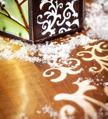 Plow & Hearth Deck & Patio Accents | Outdoor Living Hand-Painted Holiday Chickadee Embossed Glass Solar Lantern