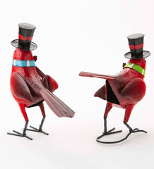 Plow & Hearth Deck & Patio Accents | Outdoor Living Holiday Cardinal Metal Garden Statues, Set Of 2
