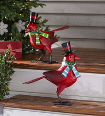 Plow & Hearth Deck & Patio Accents | Outdoor Living Holiday Cardinal Metal Garden Statues, Set Of 2