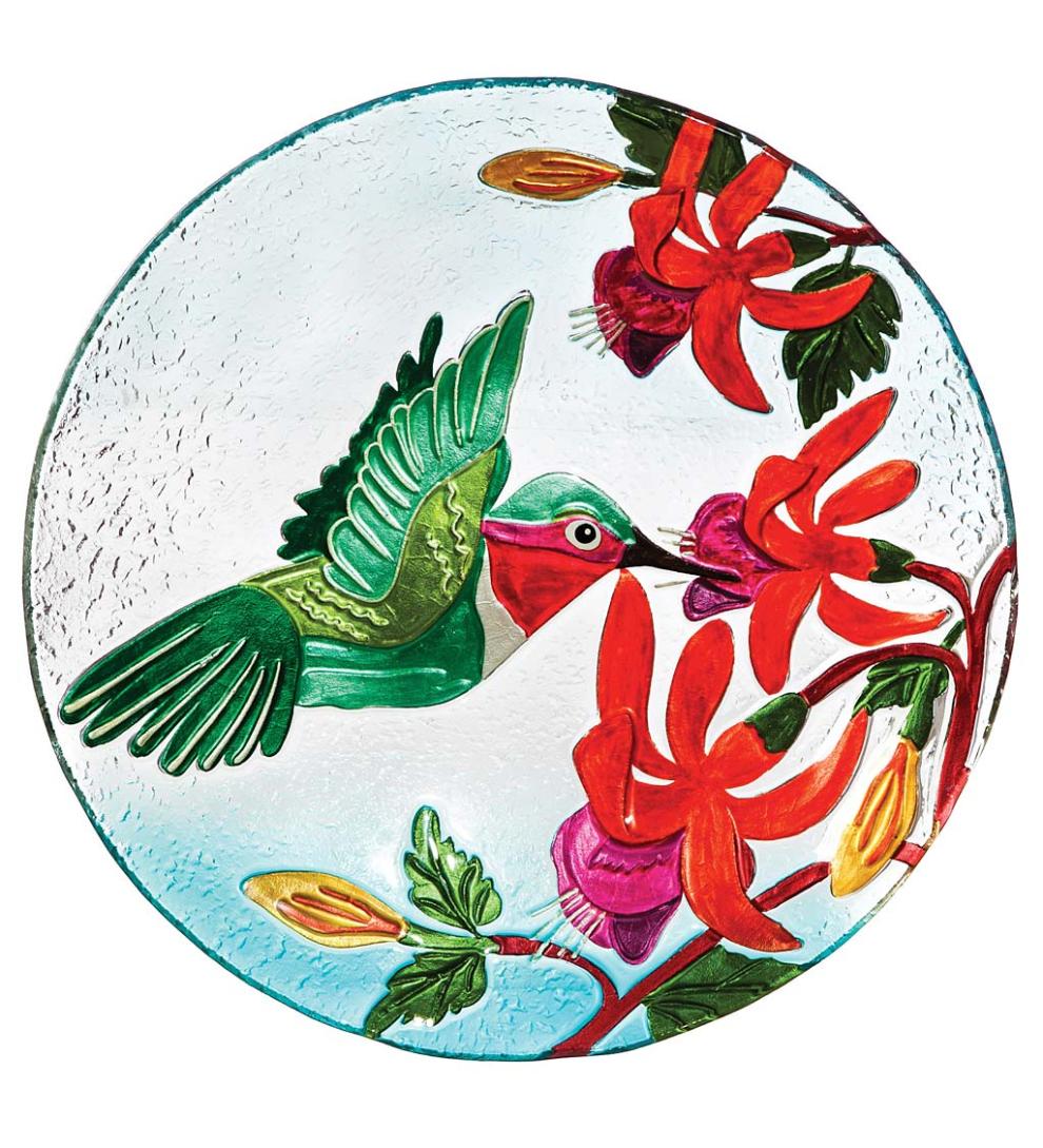 Plow & Hearth Deck & Patio Accents | Outdoor Living Hummingbird Flutter Glass Birdbath Basin
