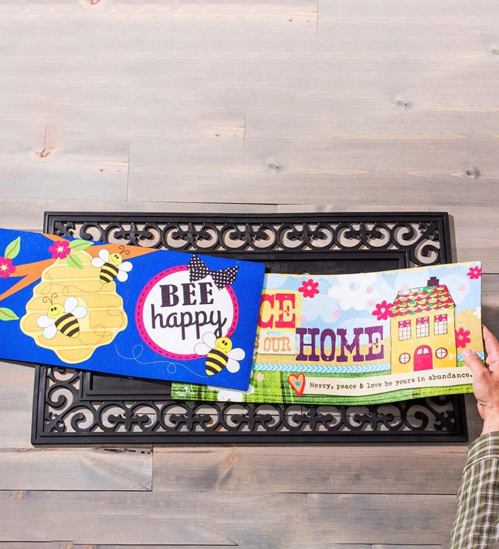 Plow & Hearth Deck & Patio Accents | Outdoor Living Indoor/Outdoor Fleur Scroll Sassafras Mat Tray