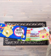 Plow & Hearth Deck & Patio Accents | Outdoor Living Indoor/Outdoor Fleur Scroll Sassafras Mat Tray