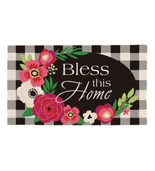 Plow & Hearth Deck & Patio Accents | Outdoor Living Indoor/Outdoor Plaid Bless This Home Coir Fiber Mat