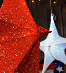 Plow & Hearth Deck & Patio Accents | Outdoor Living Lighted Hanging Fabric Star