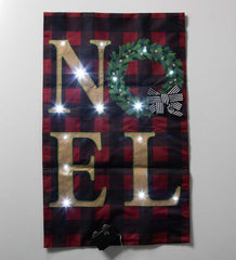 Plow & Hearth Deck & Patio Accents | Outdoor Living Lighted Noel Buffalo Plaid Christmas House Flag