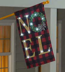 Plow & Hearth Deck & Patio Accents | Outdoor Living Lighted Noel Buffalo Plaid Christmas House Flag