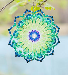 Plow & Hearth Deck & Patio Accents | Outdoor Living Mandala Lotus Optical Illusion Hanging Metal Spinner