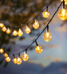 Plow & Hearth Deck & Patio Accents | Outdoor Living Multi-Function Solar Ball String Lights With 50 Warm White Leds