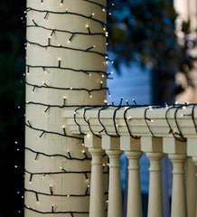 Plow & Hearth Deck & Patio Accents | Outdoor Living Multifunction Twinkle String Lights With Timer, Black Wire With White Or Multi Leds