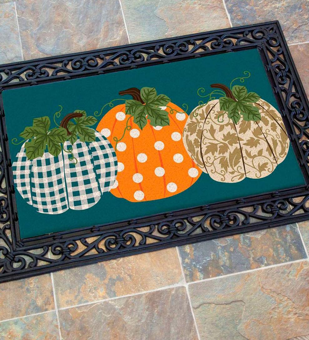 Plow & Hearth Deck & Patio Accents | Outdoor Living Patterned Pumpkins Coir Fiber Mat