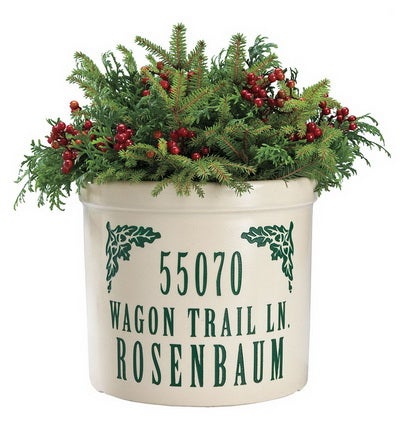 Plow & Hearth Deck & Patio Accents | Outdoor Living Personalized Crock With Name And Address - Black Oak Leaf