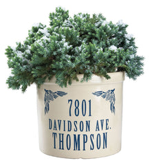 Plow & Hearth Deck & Patio Accents | Outdoor Living Personalized Crock With Name And Address - Black Oak Leaf