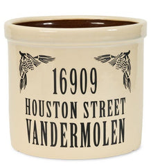 Plow & Hearth Deck & Patio Accents | Outdoor Living Personalized Crock With Name And Address - Black Oak Leaf