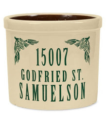 Plow & Hearth Deck & Patio Accents | Outdoor Living Personalized Crock With Name And Address - Black Oak Leaf