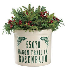 Plow & Hearth Deck & Patio Accents | Outdoor Living Personalized Crock With Name And Address - Black Oak Leaf