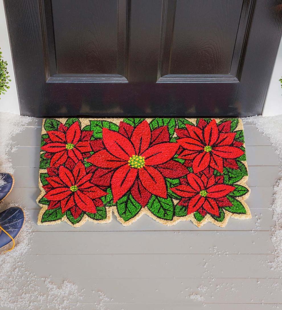Plow & Hearth Deck & Patio Accents | Outdoor Living Poinsettia Shaped Coir Mat