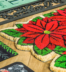 Plow & Hearth Deck & Patio Accents | Outdoor Living Poinsettia Shaped Coir Mat