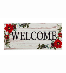 Plow & Hearth Deck & Patio Accents | Outdoor Living Red Floral Welcome Sassafras Switch Mat