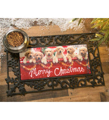 Plow & Hearth Deck & Patio Accents | Outdoor Living Red Truck With Puppies Sassafras Switch Mat