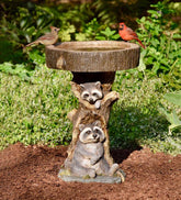 Plow & Hearth Deck & Patio Accents | Outdoor Living Resin Raccoon Birdbath
