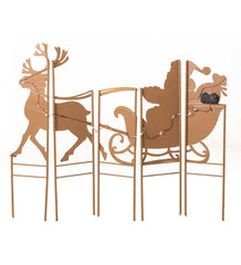 Plow & Hearth Deck & Patio Accents | Outdoor Living Santa, Sleigh And Reindeer Lighted Landscape Panel Stakes, Set Of 5