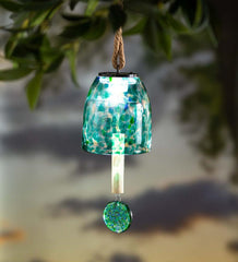 Plow & Hearth Deck & Patio Accents | Outdoor Living Solar Art Glass Bell Chime - Blue