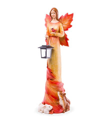 Plow & Hearth Deck & Patio Accents | Outdoor Living Solar Fall Foliage Angel And Friends Garden Statue