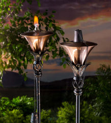 Plow & Hearth Deck & Patio Accents | Outdoor Living Steel Garden Torches, Set Of 2 - Copper