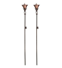 Plow & Hearth Deck & Patio Accents | Outdoor Living Steel Garden Torches, Set Of 2 - Copper