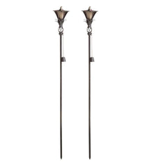 Plow & Hearth Deck & Patio Accents | Outdoor Living Steel Garden Torches, Set Of 2 - Copper