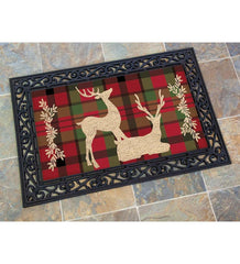 Plow & Hearth Deck & Patio Accents | Outdoor Living Tartan Reindeer Coir Mat