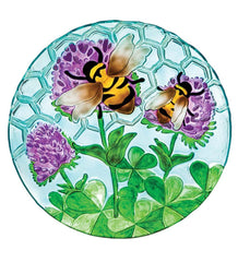 Plow & Hearth Deck & Patio Accents | Outdoor Living Textured Glass Busy Bees Birdbath Basin