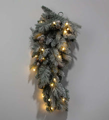 Plow & Hearth Deck & Patio Accents | Outdoor Living Winter Frost Holiday Teardrop Swag With White And Multicolor Lights