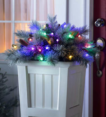 Plow & Hearth Deck & Patio Accents | Outdoor Living Winter Frost Holiday Urn Filler With White And Multicolor Lights