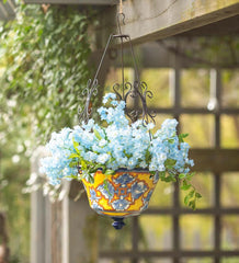 Plow & Hearth Deck Planters | Outdoor Living Authentic Mexican Talavera Hanging Planter - Black
